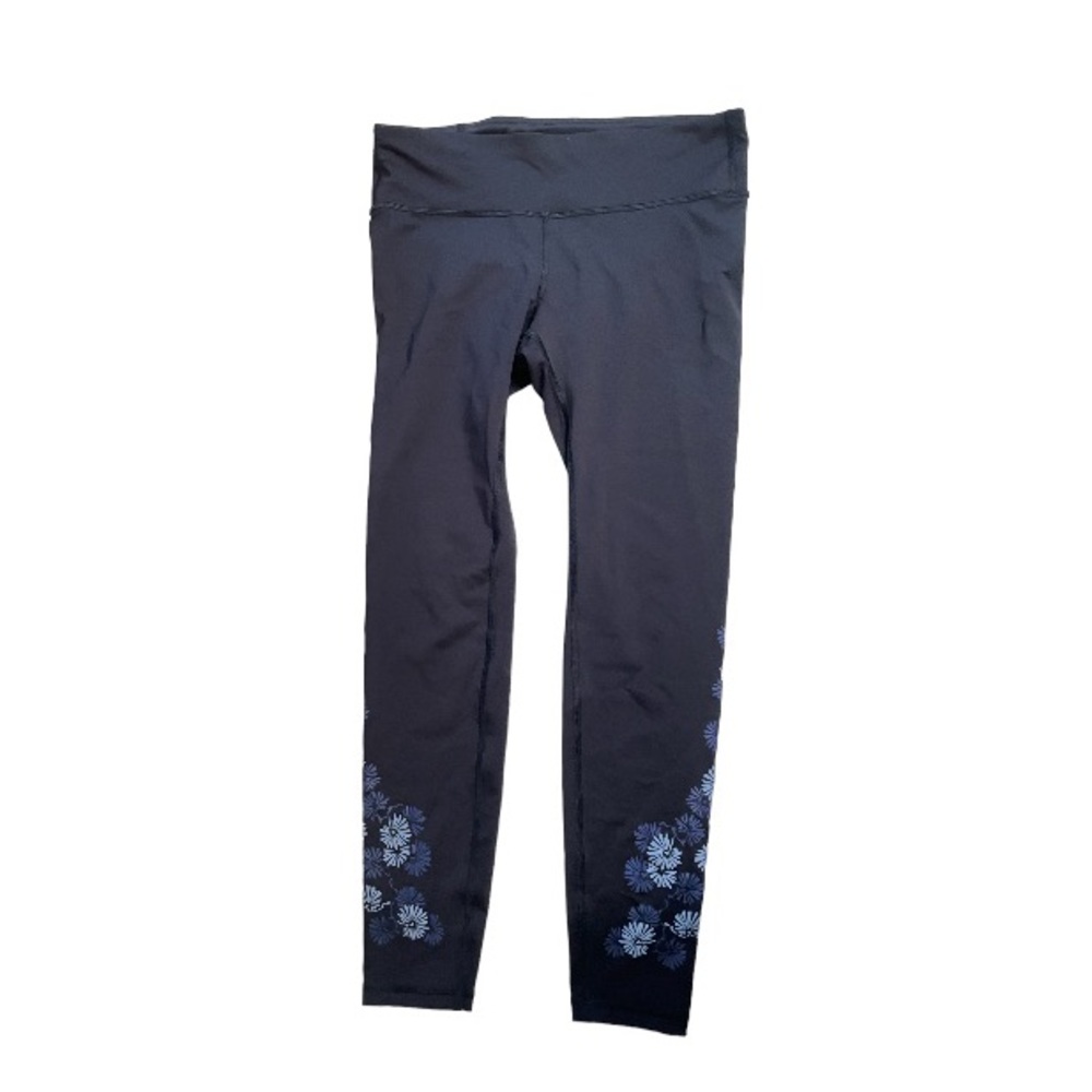GAP Fit Navy Blue Floral Design 7/8 Athletic Leggings Size Medium
